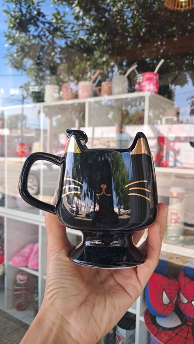 Taza Negra Gatito