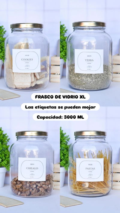 Frascos con etiqueta 