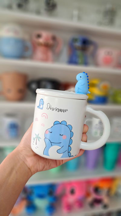  JARRO MUG DINOSAURIO C/ CUCHARA 400ML
