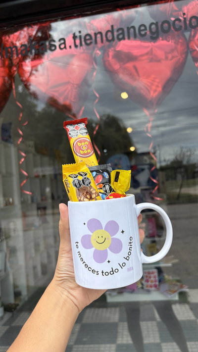 Taza cerámica+golosinas