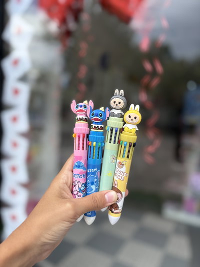 Lapicera 10 colores labubu/ stitch