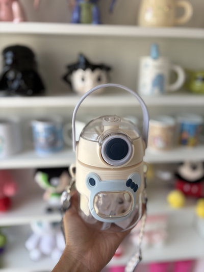 Botella correa y stickers celeste 