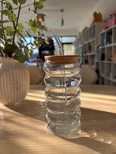 Vaso vidrio con sorbete 