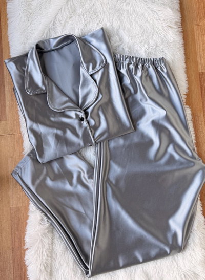 Pijama camisero satén topo