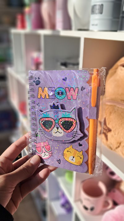 Mini libreta 3D Meow con lapicera