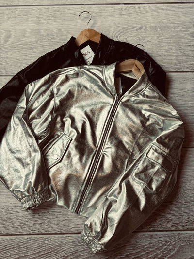Campera bomber metalizada 