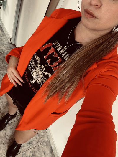 Blazer de creepe rojo