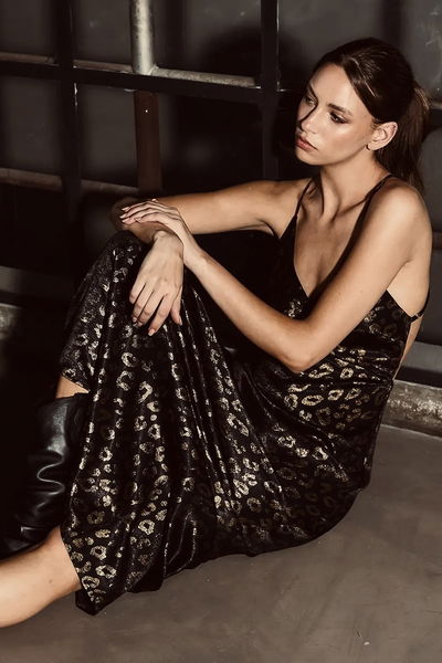 Vestido de seda animal print 