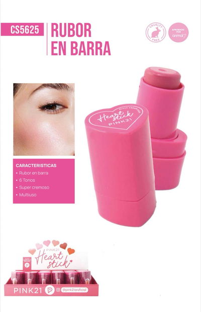 Rubor Heart Stick - Pink 21 MEDIA CAJA/CAJA ENTERA