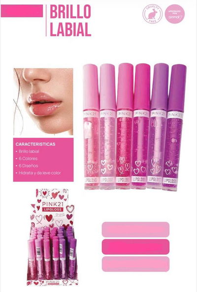 Lip Gloss Pink 21 para niñas MEDIA CAJA/CAJA ENTERA