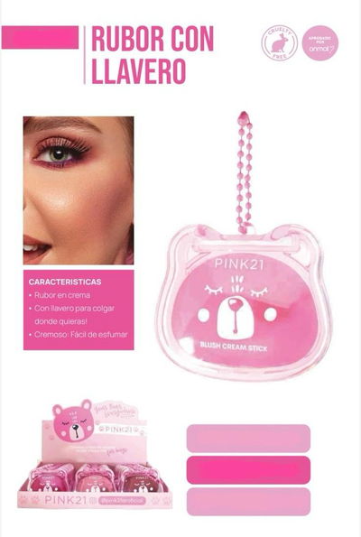 Rubor llavero osito - Pink 21 MEDIA CAJA/CAJA ENTERA