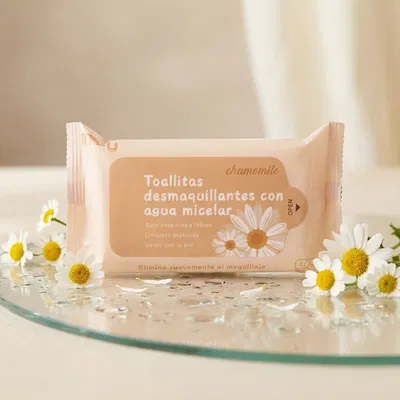 TOALLITAS DESMAQUILLANTES CON AGUA MICELAR DE MANZANILLA - MELY