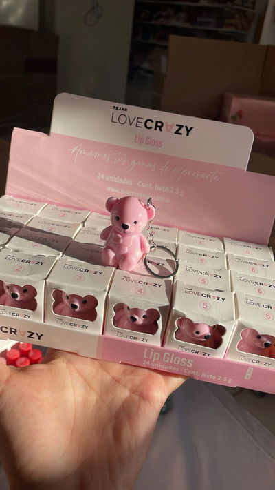 Lip gloss Teddy Bear - Love Crazy Tejar (MEDIA CAJA/CAJA ENTERA)