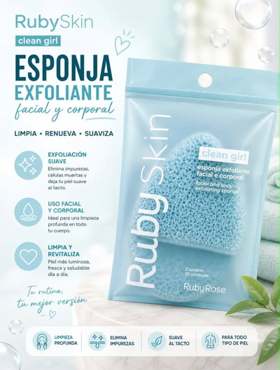 Esponja Exfoliante Facial y Corporal Clean Girl CELESTE - Ruby Rose (1 o 3 UNIDADES)