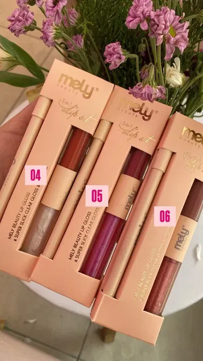 💋 Lip Set Mely Beauty – Gloss + Labial Líquido + Delineador -