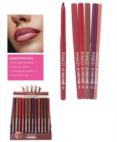 CAJA Delineadores retractil de labios - Pink 21 MEDIA CAJA/CAJA ENTERA