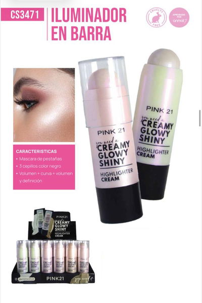CAJA - Iluminador en barra Creamy Glowy Shiny - Pink 21 MEDIA CAJA/CAJA ENTERA