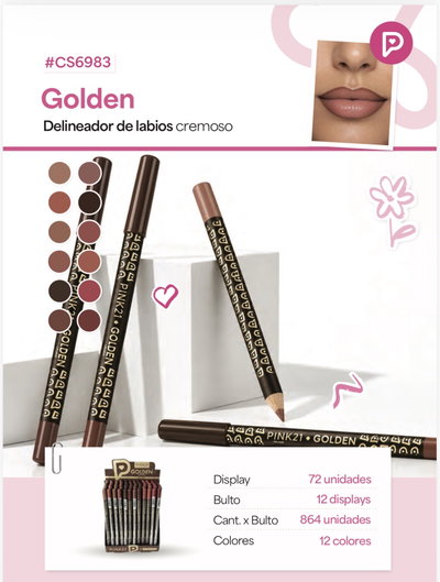 Delineador de labios Golden - Pink 21 (3, 6 o 12 UNIDADES)