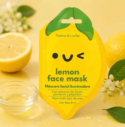 Mascarilla De Tela Iluminadora Con Extracto De Limon (1 o 3 UNIDADES)