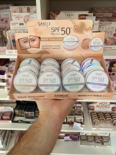 Polvo translucido con protector solar SPF 50+ Saniye (CAJA ENTERA 12 UNIDADES)