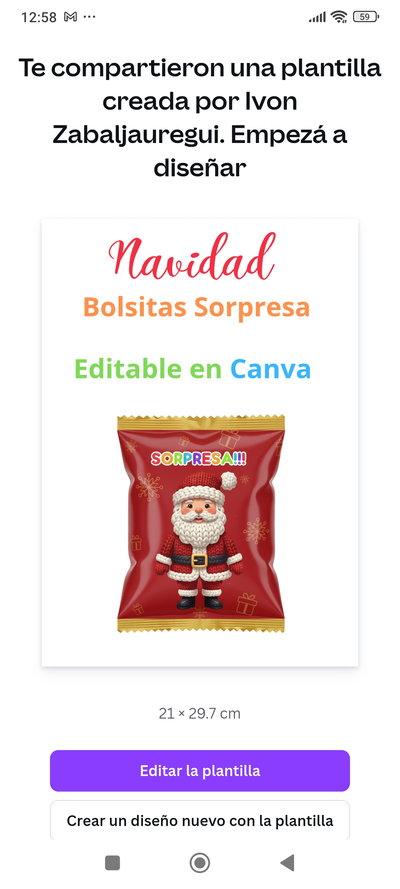 Bolsa sorpresa navideña