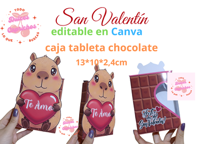 Caja capibara tableta de chocolate San Valentín