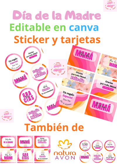 Tarjetas stickers día de la madre 