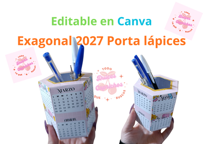 Calendario hexagonal Porta lápices