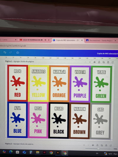 Link molde COLORES EN INGLES para colegio para llavero