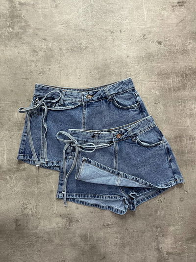 Skort de jeans para atar 