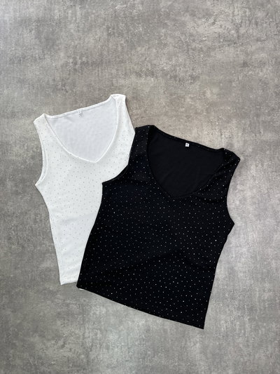 Musculosas escote V con strass 