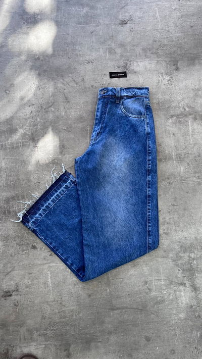 Wide Leg azul desflecado