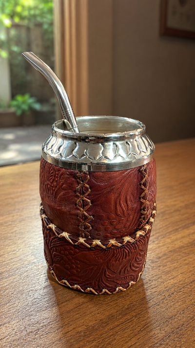 Mate torpedo criollo cuero labrado 