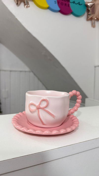 TAZA DE CERAMICA COQUETE CON PLATO 
