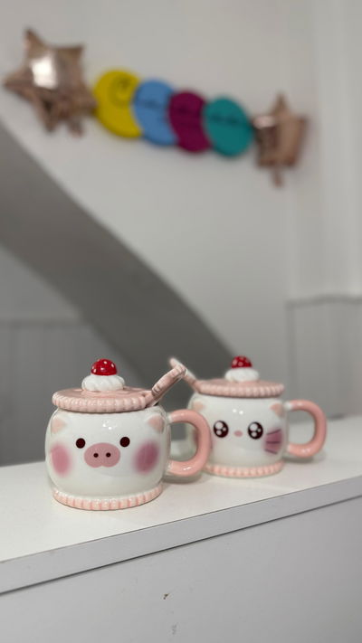TAZA DE CERAMICA ANIMALITOS CON CUCHARA 