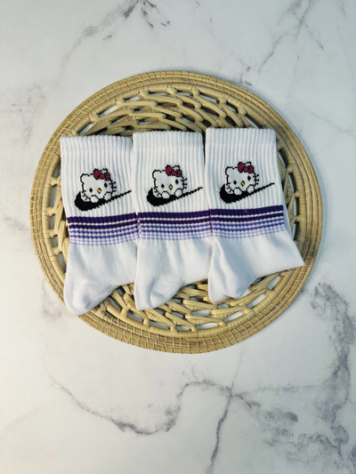 Tenis adulto Hello kitty rayas violeta