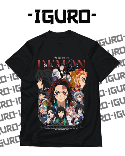 Remera Negra "Kimetsu No Yaiba"