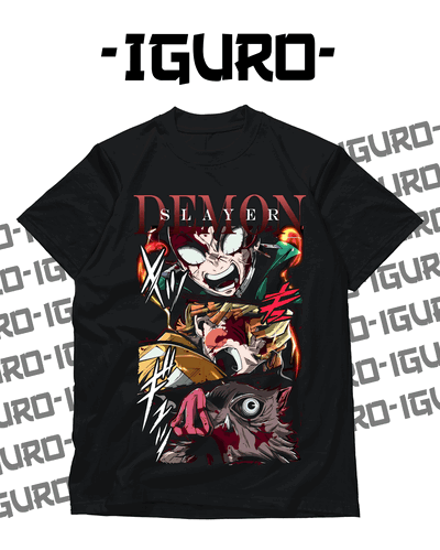 Remera Negra "Kimetsu No Yaiba Nakama"