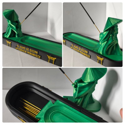 porta sahumerio samurai VERDE METALIZADO