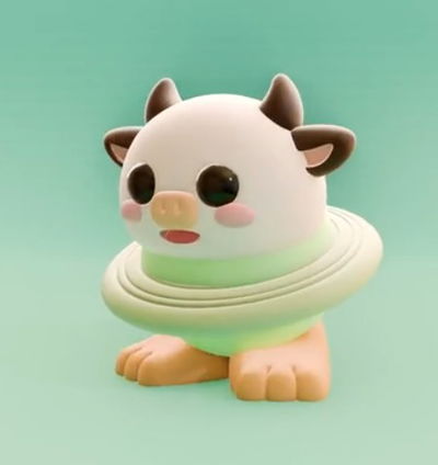 Figura de vaca Saturno bebé en miniatura