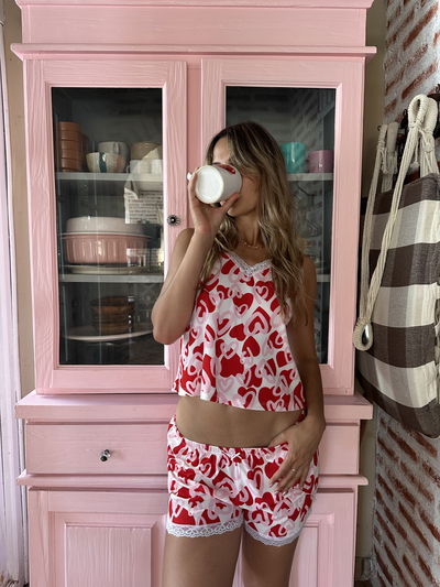 Pijama morley corazones rojo