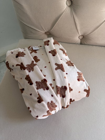 Bata de plush off white ositos