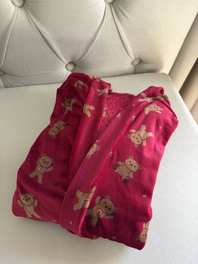 Bata de plush bordo ositos