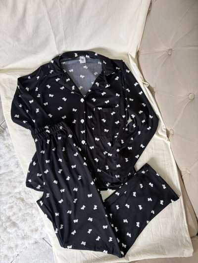 Pijama camisero de morley negro mariposas 
