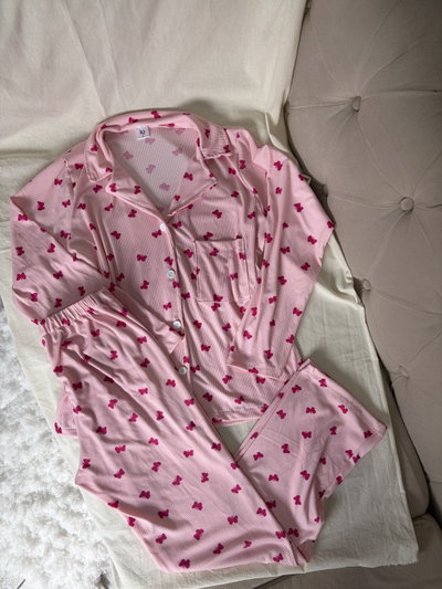 Pijama camisero de morley rosa mariposas 