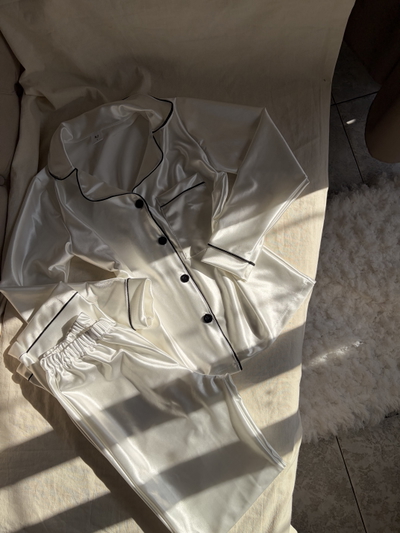 Pijama camisero SATÉN blanco