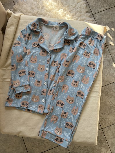 Camisero de morley NIÑOS celeste mapache-ositos-gatito