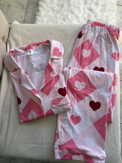 Pijama camisero corazones rosas