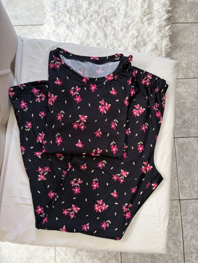 Pijama nube mangas largas modal soft NEGRO FLORES