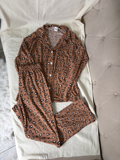 Pijama camisero de morley camel corazones
